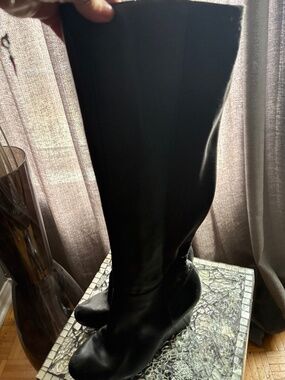 Mk-Michael Kors knee high wedge  leather boots.